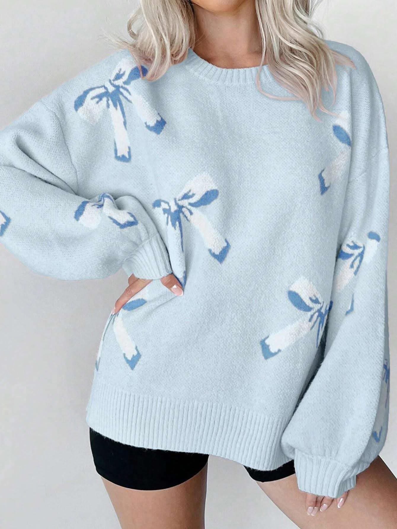 BOWS JACQUARD KNIT SWEATER FR