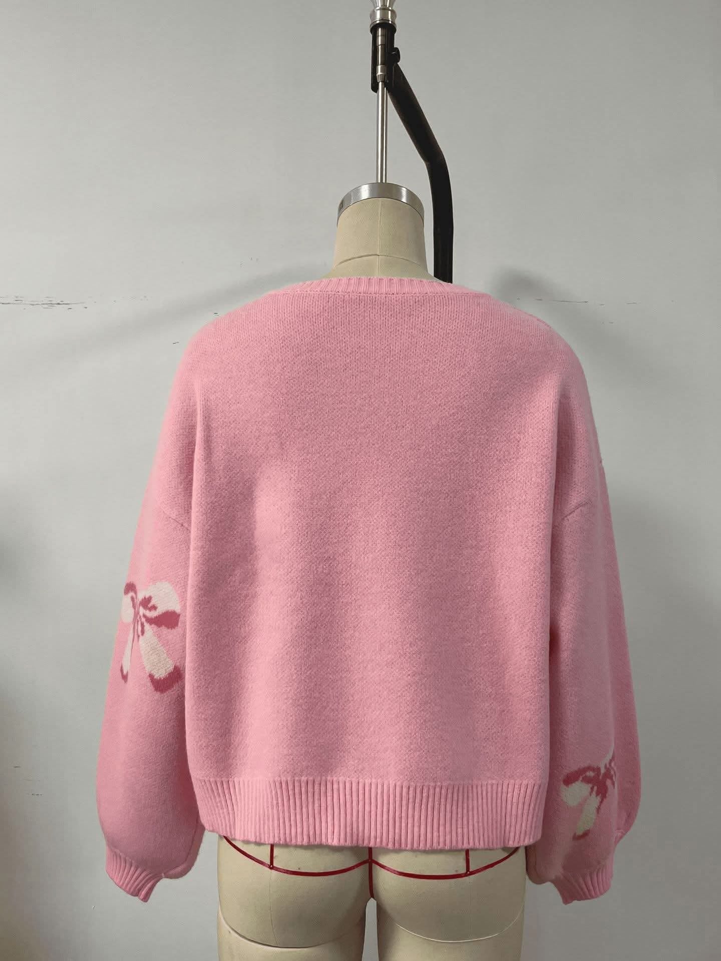 BOWS JACQUARD KNIT SWEATER FR