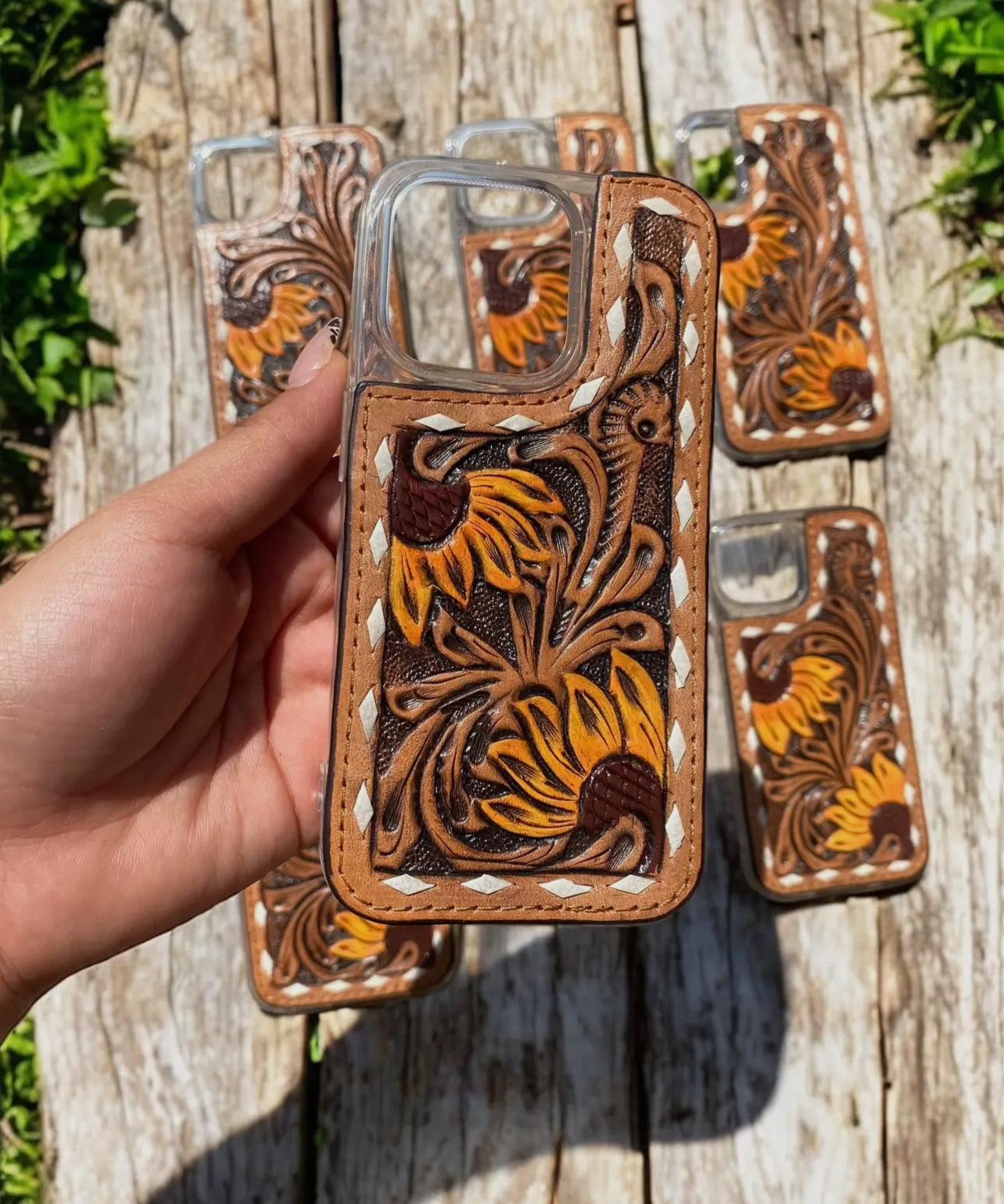 Sunflowers leather phone cases