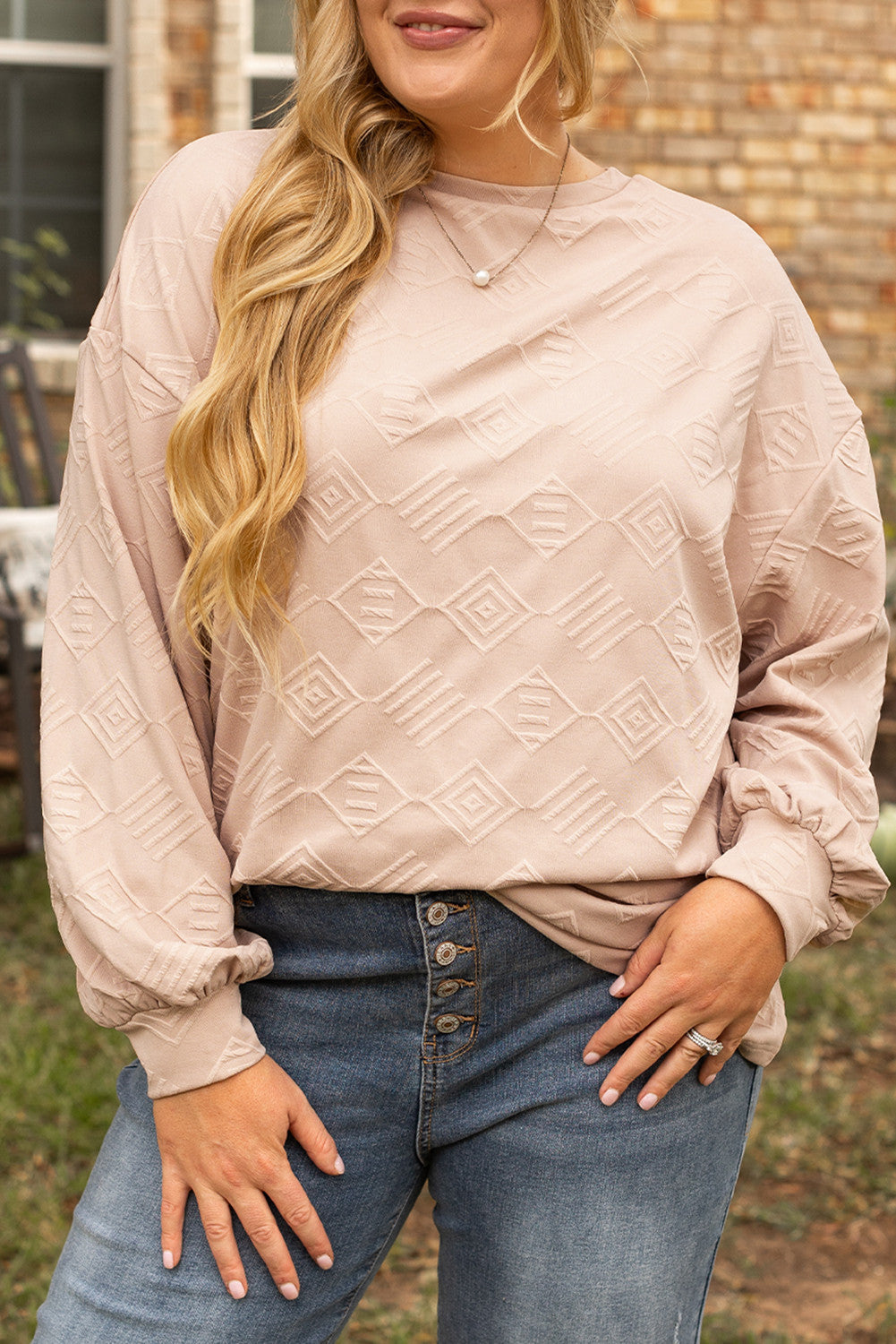 Plus Size Textured Crew FB