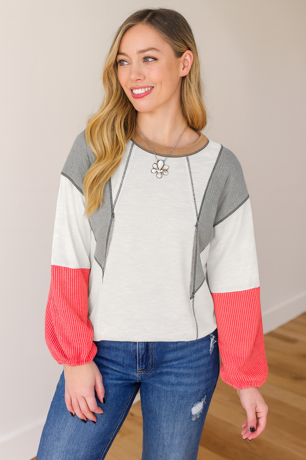 Mix Texture Patchwork Top FB