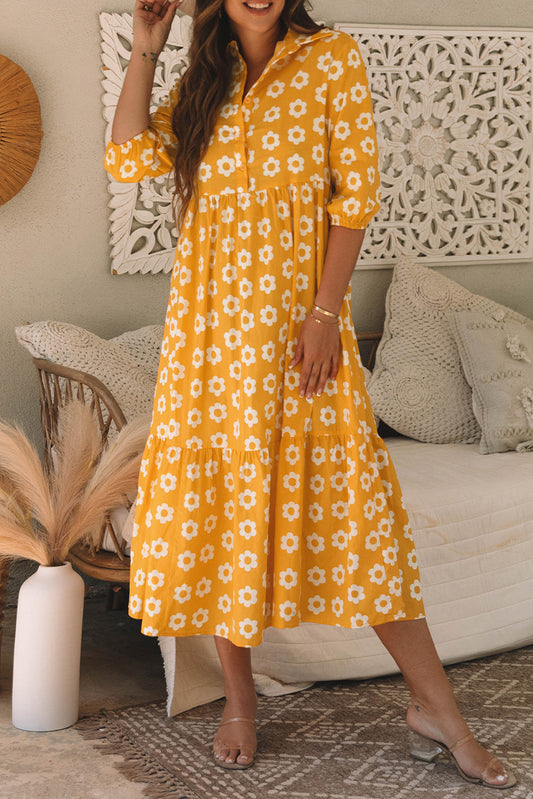 Yellow Flower Maxi Dress FB