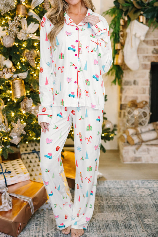 White Christmas Lapel Lounge Set FB