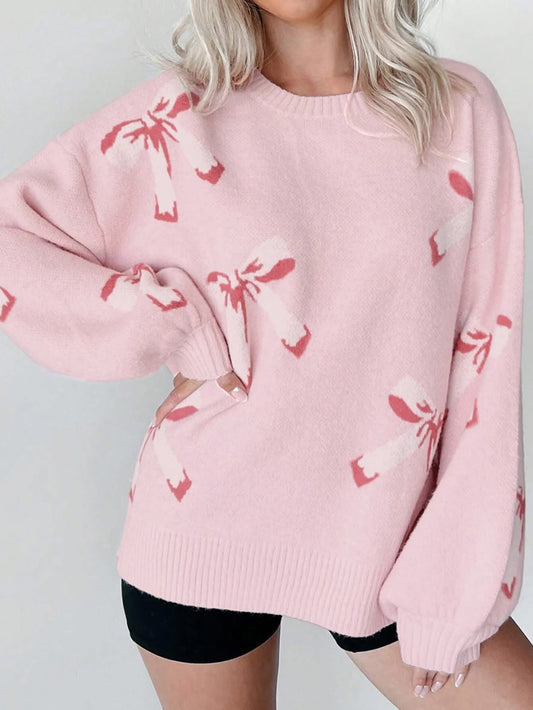 BOWS JACQUARD KNIT SWEATER FR