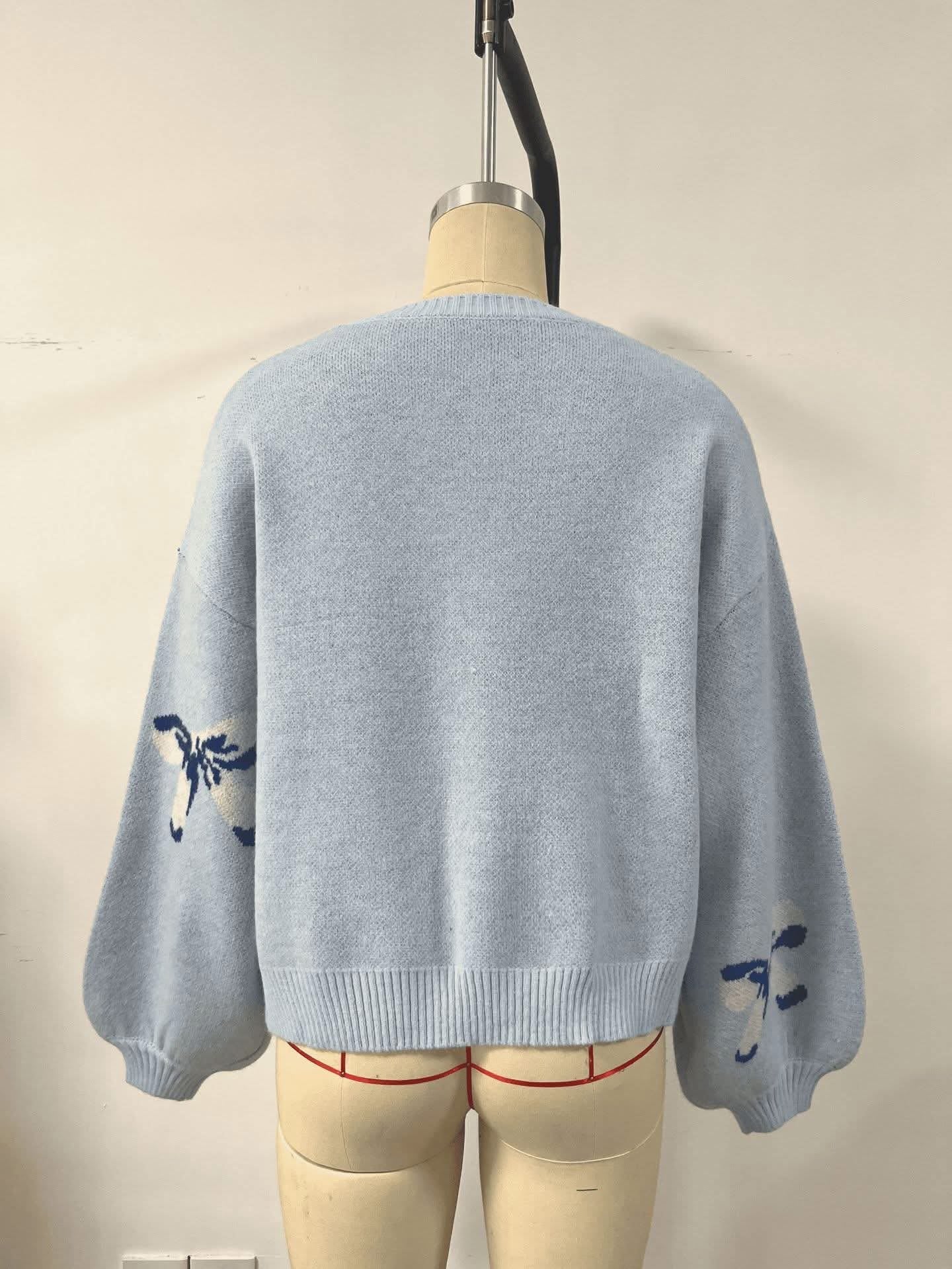 BOWS JACQUARD KNIT SWEATER FR