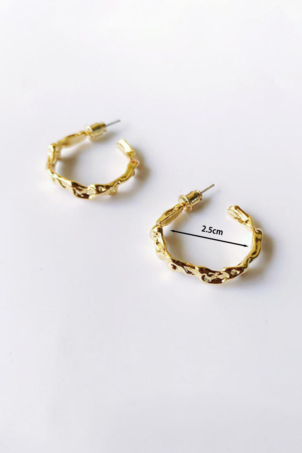 Gold Wrinkled Hoop Earrings FB