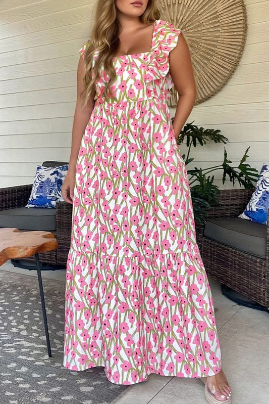Pink Floral Plus Size Maxi