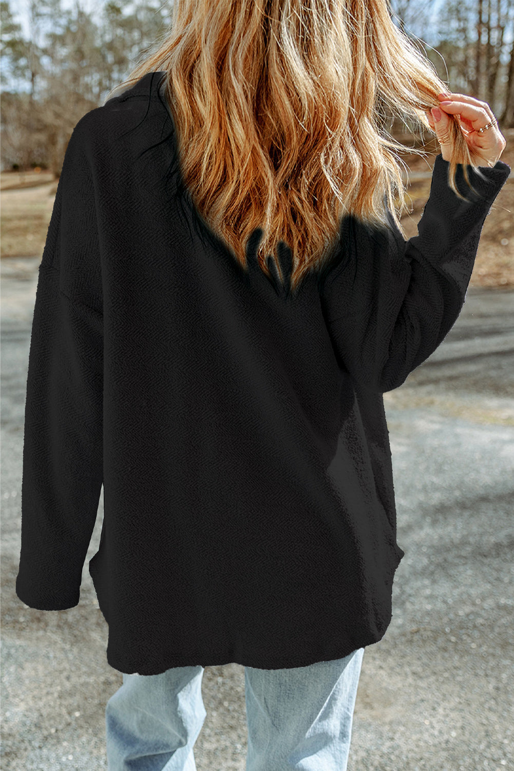 Black Fleece Graphic Football Shacket
