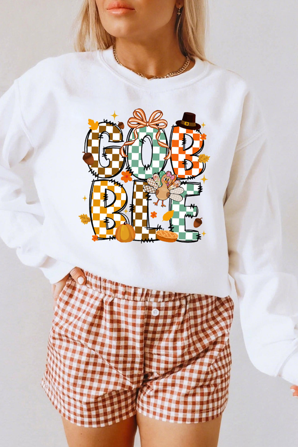 Checkered Thanksgiving Sweatshirt