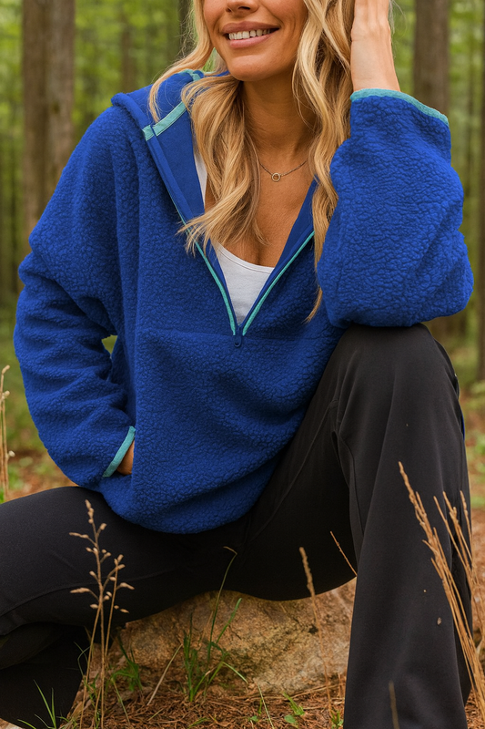 Blue Sherpa Pullover Hoodie FB