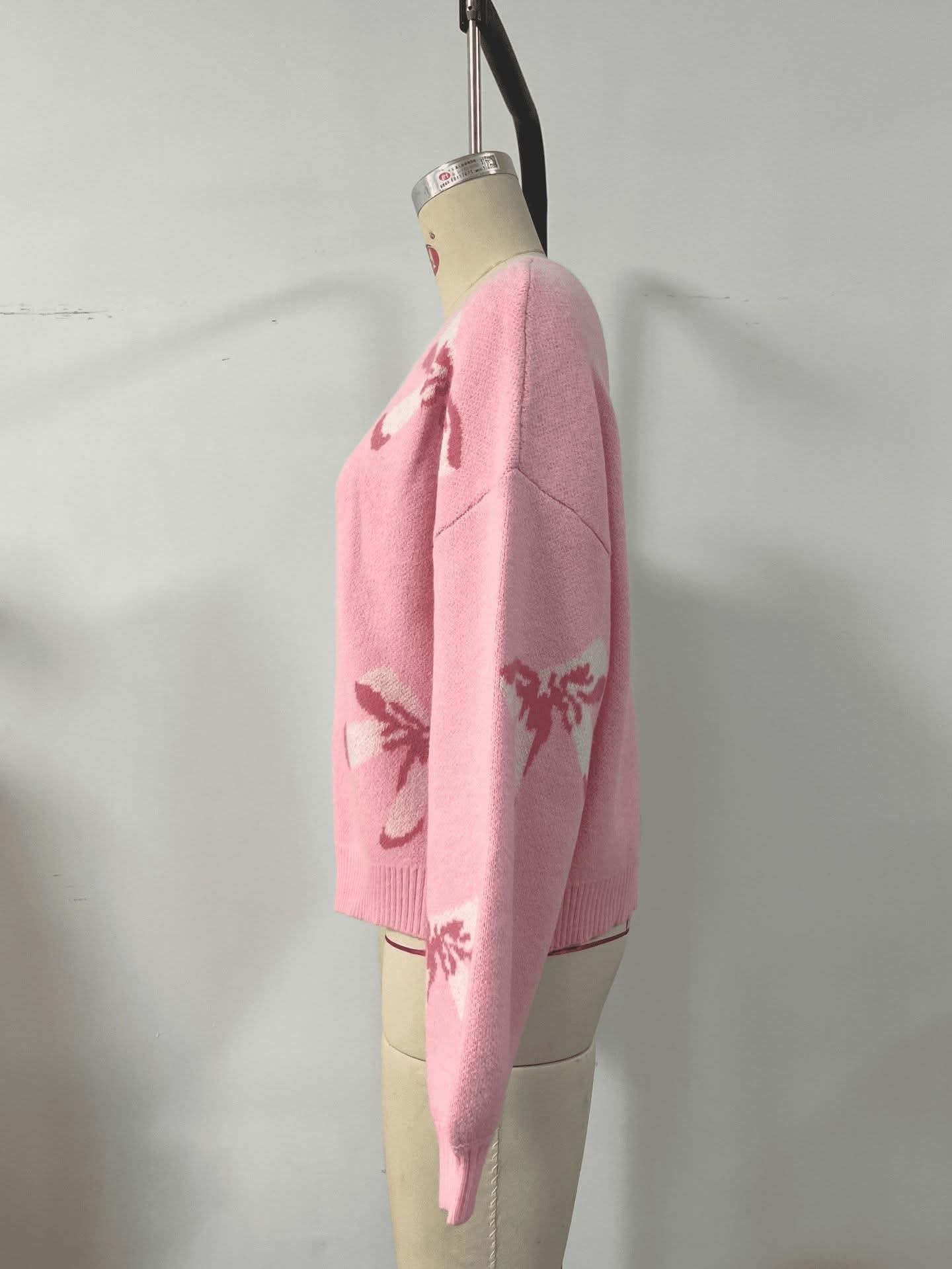 BOWS JACQUARD KNIT SWEATER FR