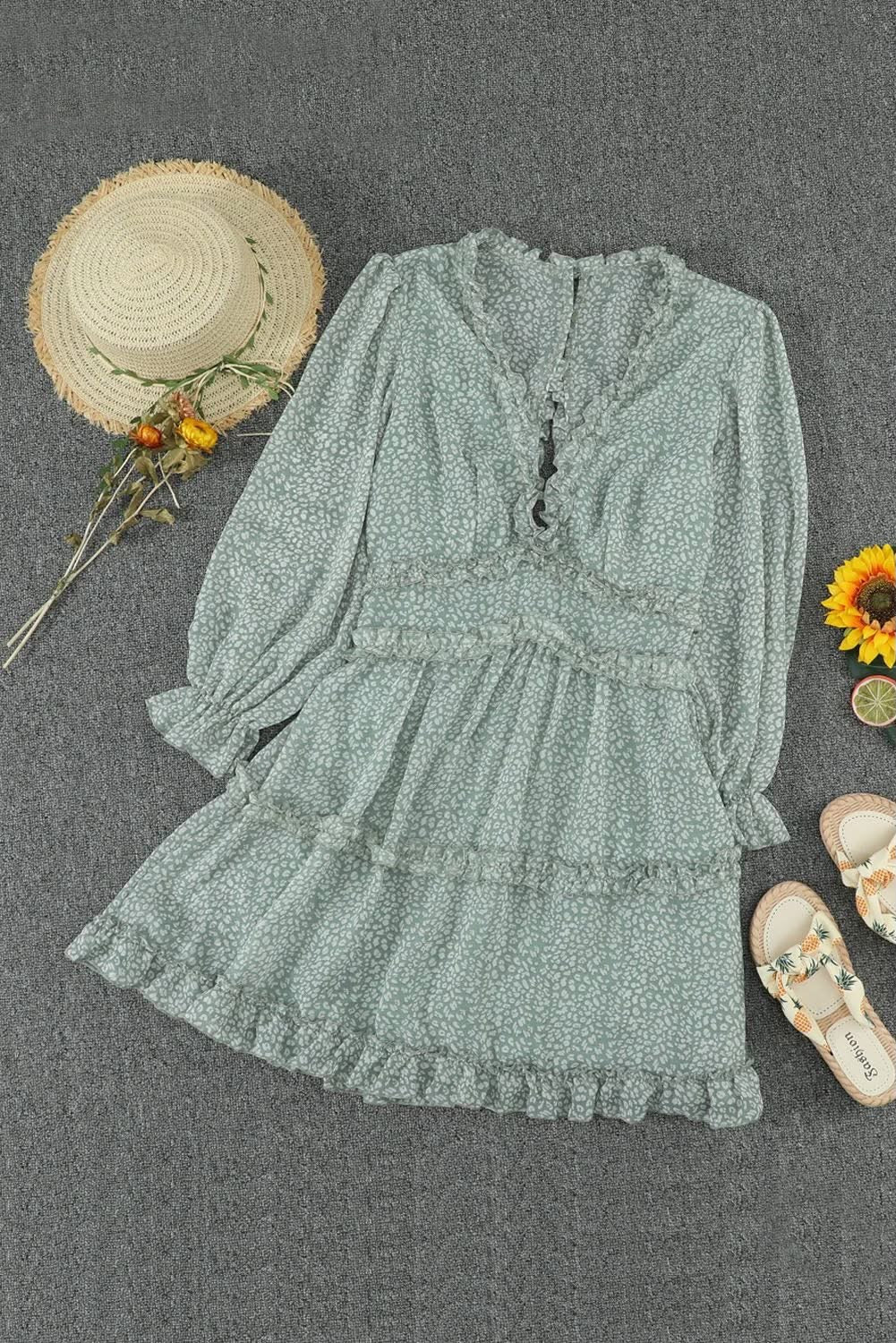 Green ruffle dress