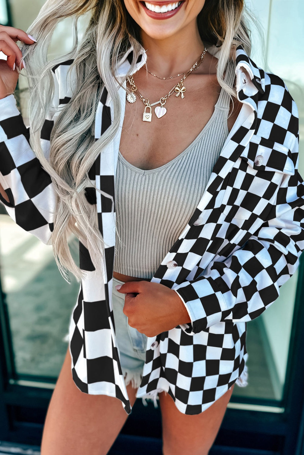 Checkered Shacket FB