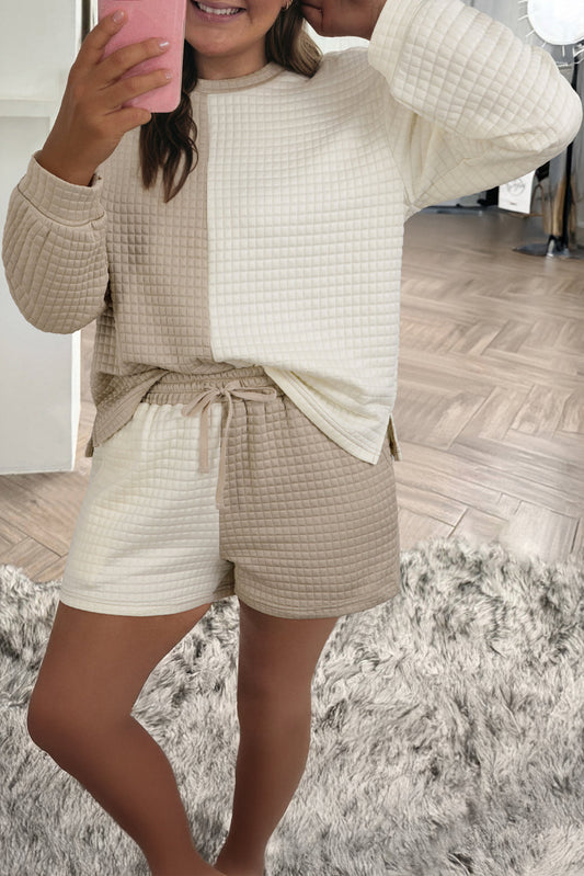 Beige Colorblock Textured Set FB
