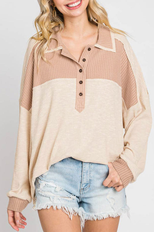 Beige Oversized Knit Top FB