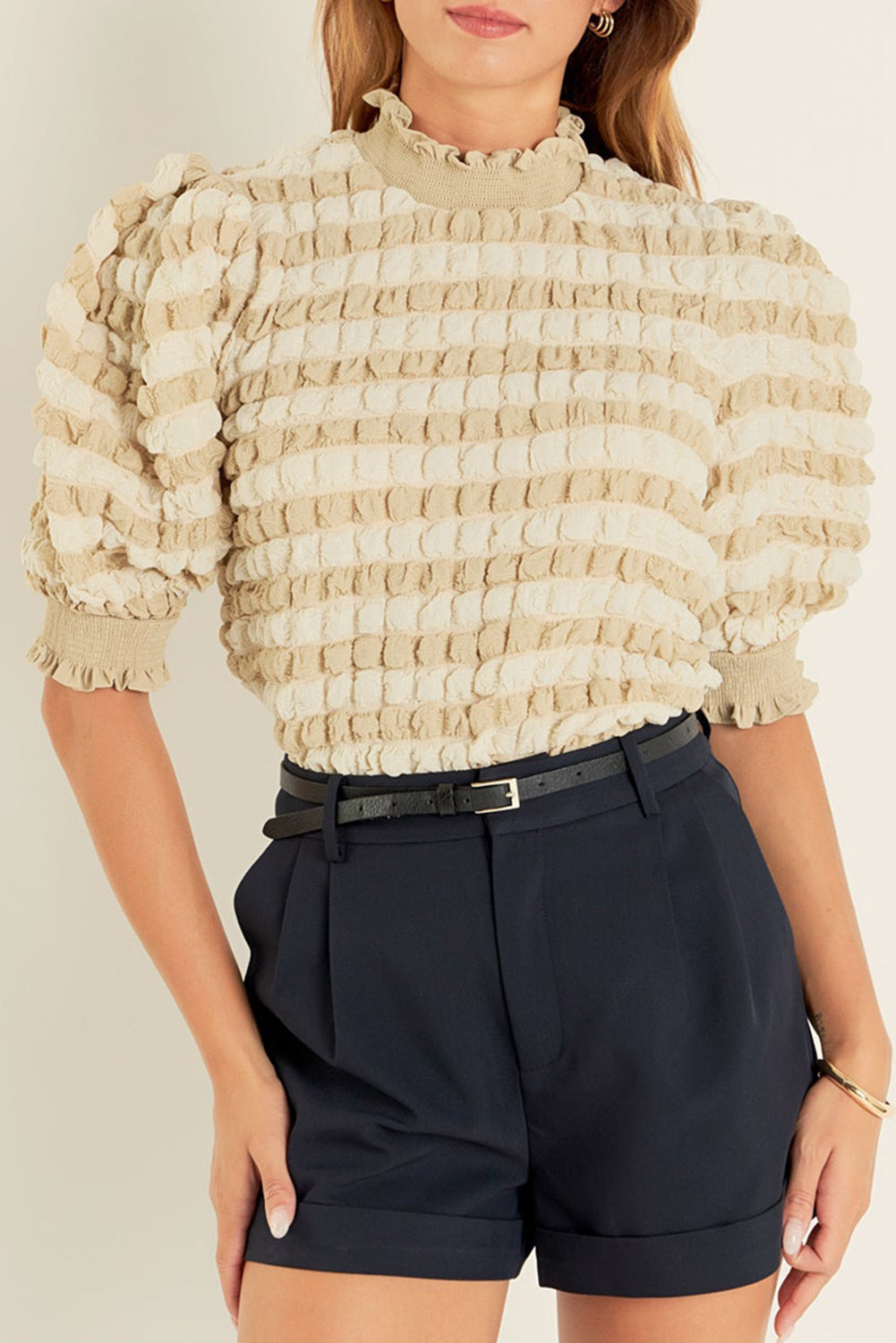 Beige Textured Blouse FB