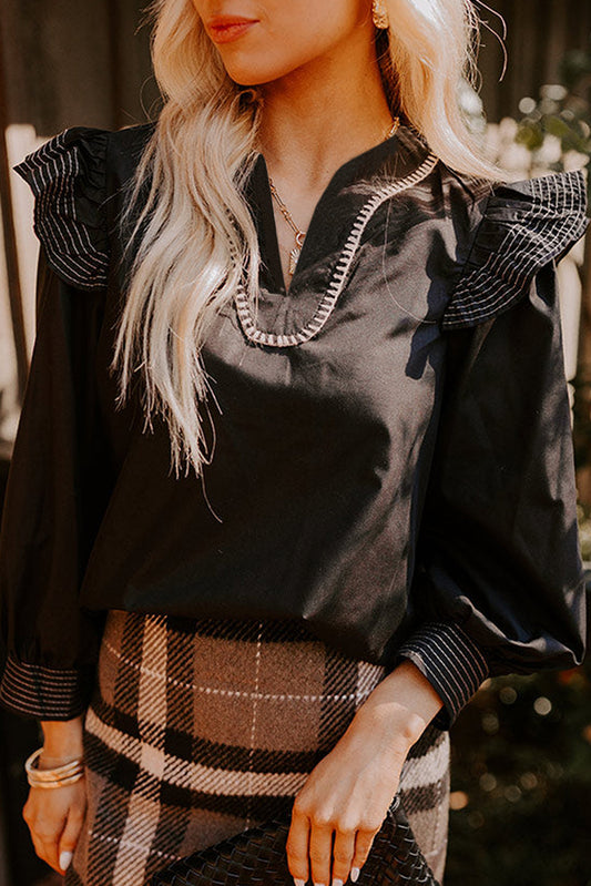Black Stitch Detail Blouse FB