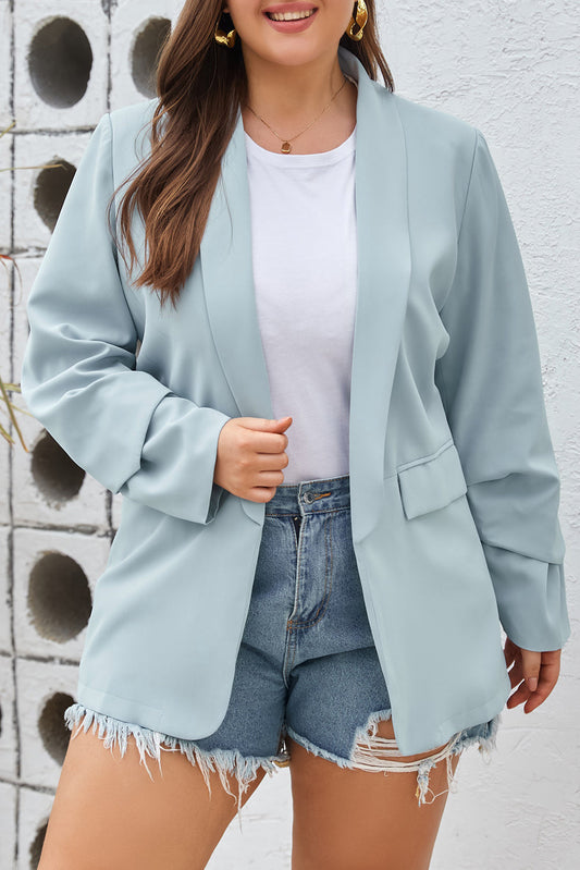 Blue Plus Size Blazer FB