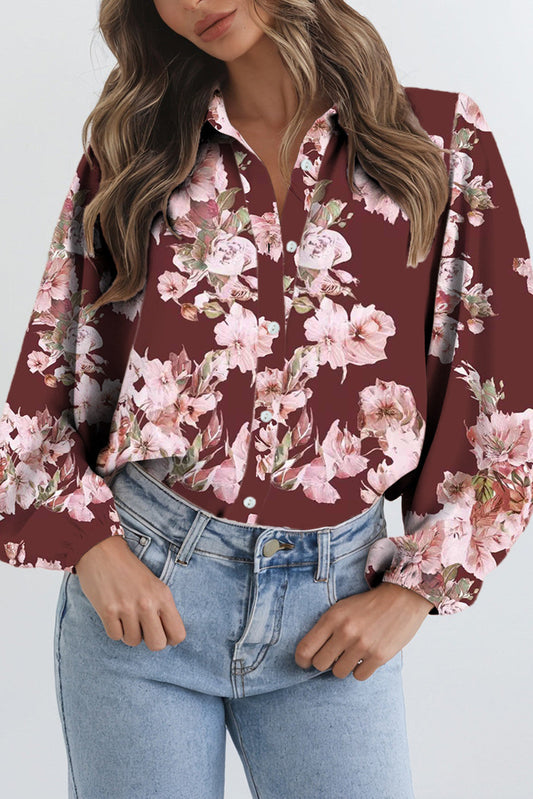 Brown Floral Puff Shirt FB