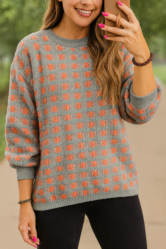 Checkered Side Slit Sweater FB