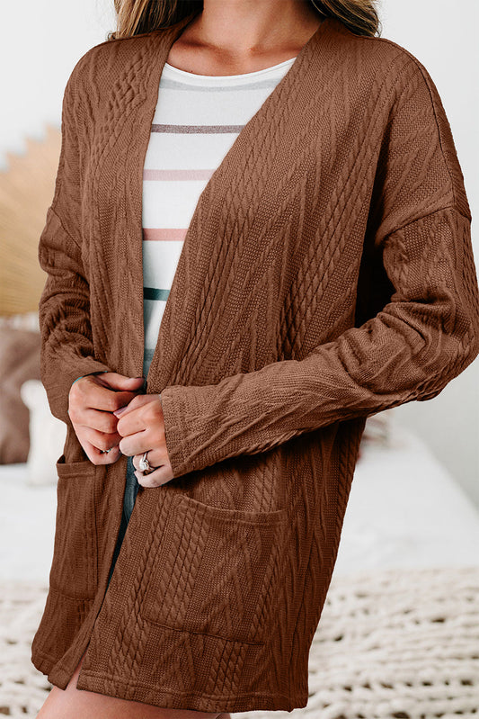Coffee Textured Cardigan FB