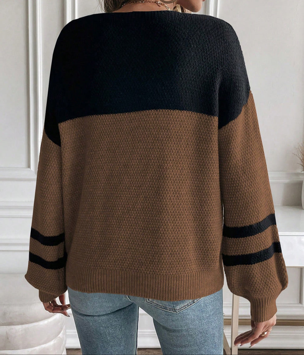 Colorblock knit Striped Sweater LT