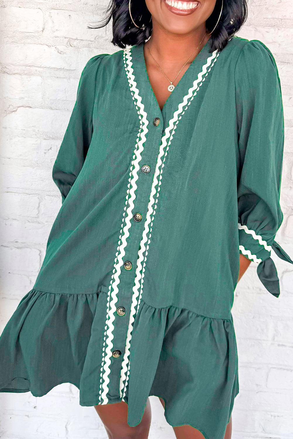 Contrast RicRac Trim Shift Dress RTS