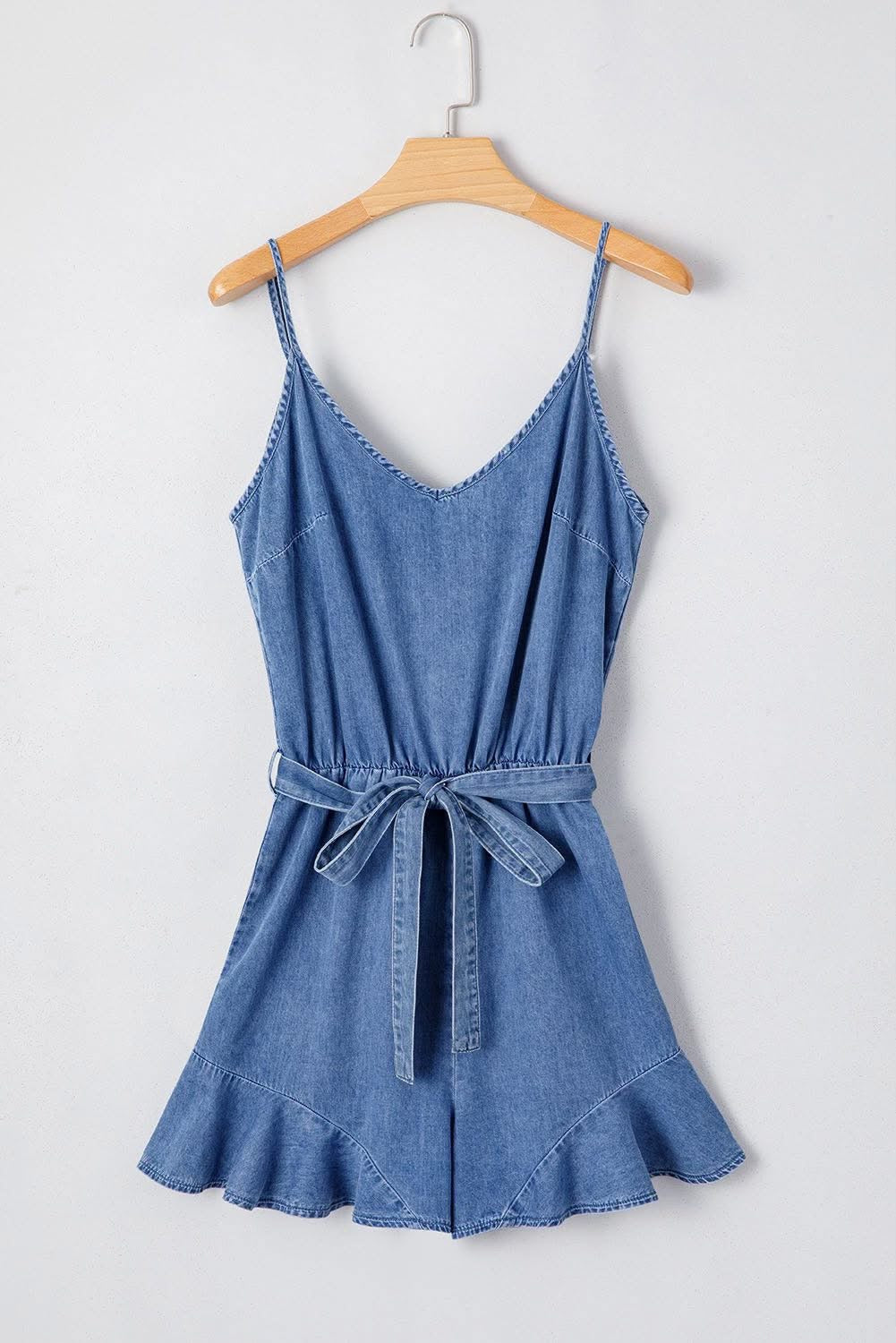 Denim Spaghetti Strap Romper