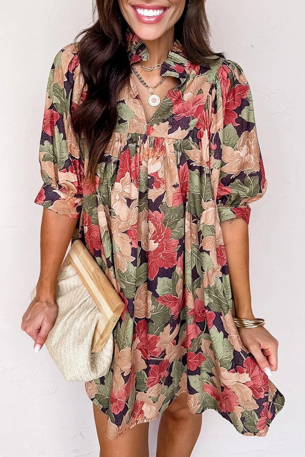 Floral Frilled Fall Dress FB