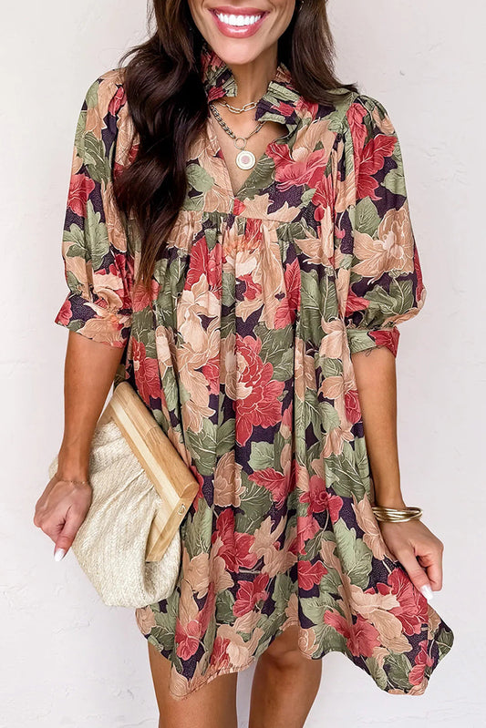 Floral Frilled Fall Dress FB