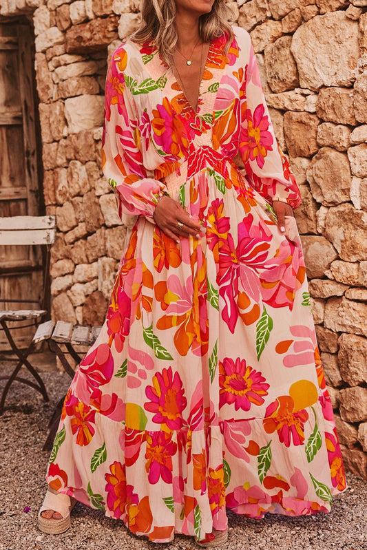 Floral Smocked Fall Maxi RTS
