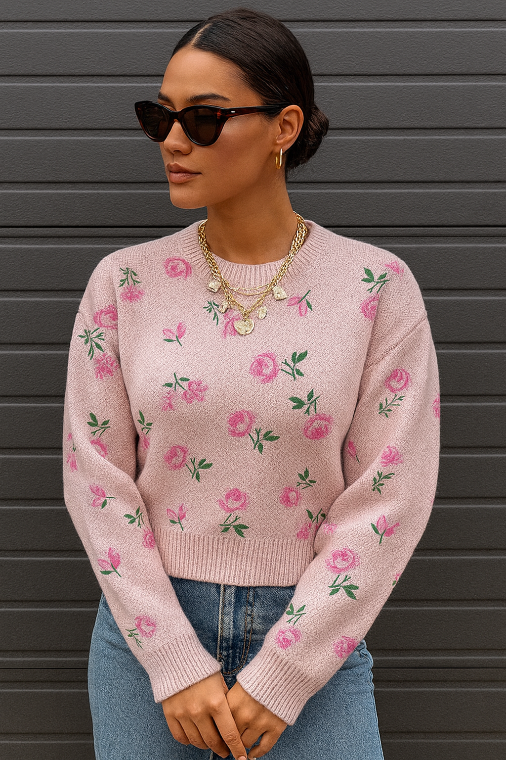 Floral Pink Sweater FB