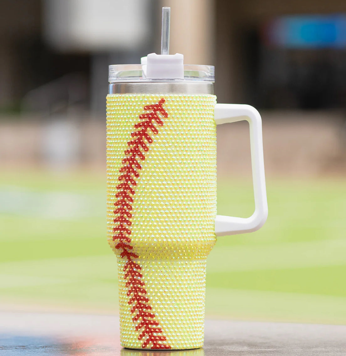 40OZ RHINESTONE SOFTBALL TUMBLER