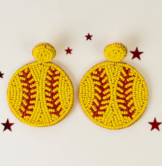 Beaded Softball Studded Earrings
