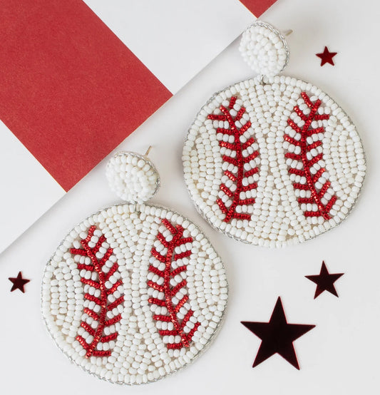Beaded Baseball Studded Earrings