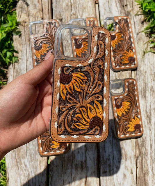 Sunflowers leather phone cases