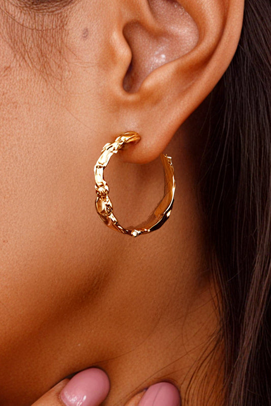Gold Wrinkled Hoop Earrings FB