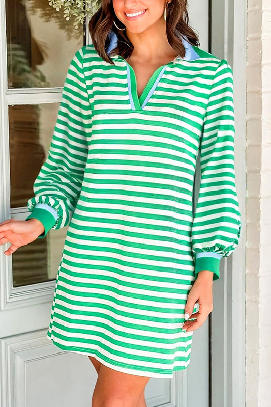 Green Contrast Collar Dress RTS
