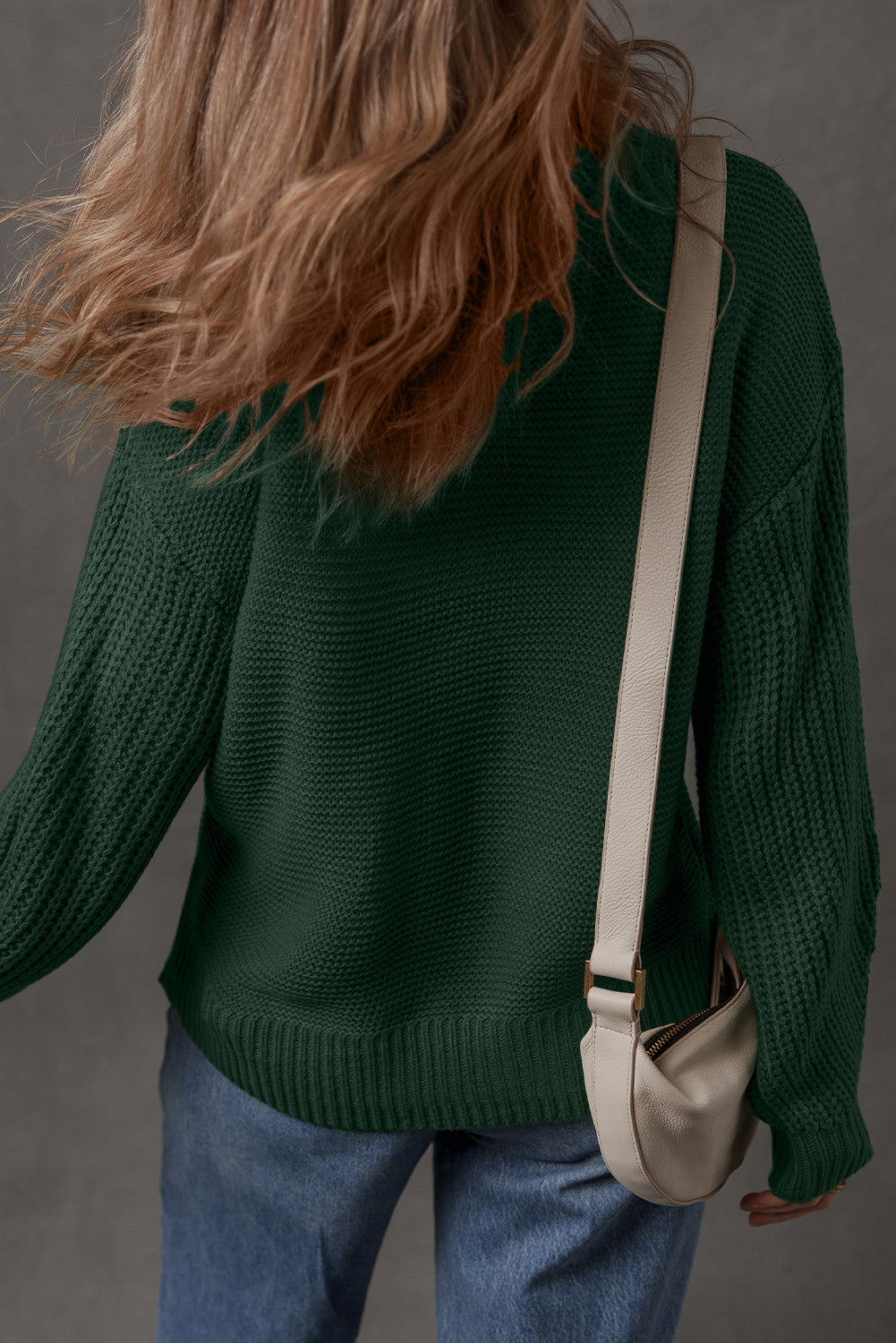 Green Front Seam Loose Sweater LT