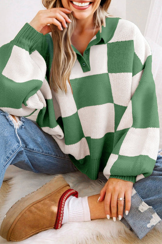 Checkered Polo Sweater FB