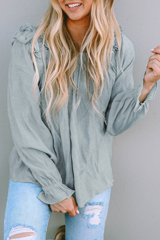 Green Ruffled Blouse FB
