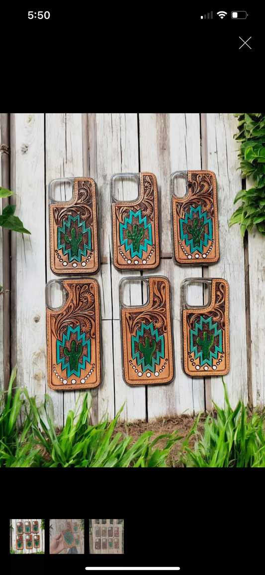 Cactus leather phone case