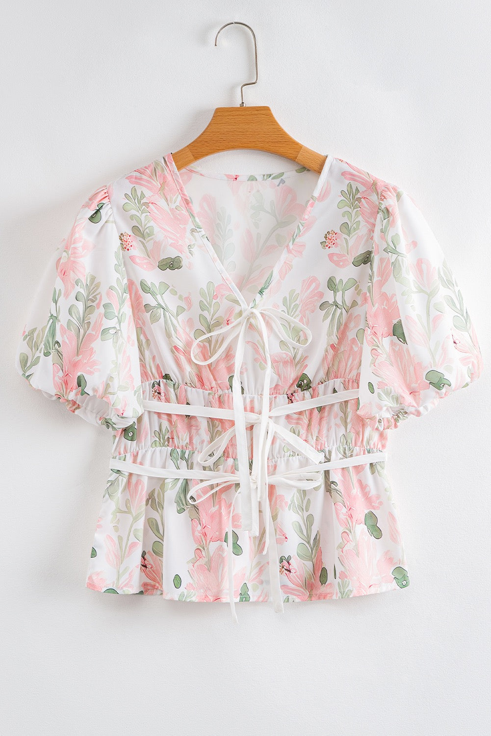 Pink Floral Peplum Blouse LT