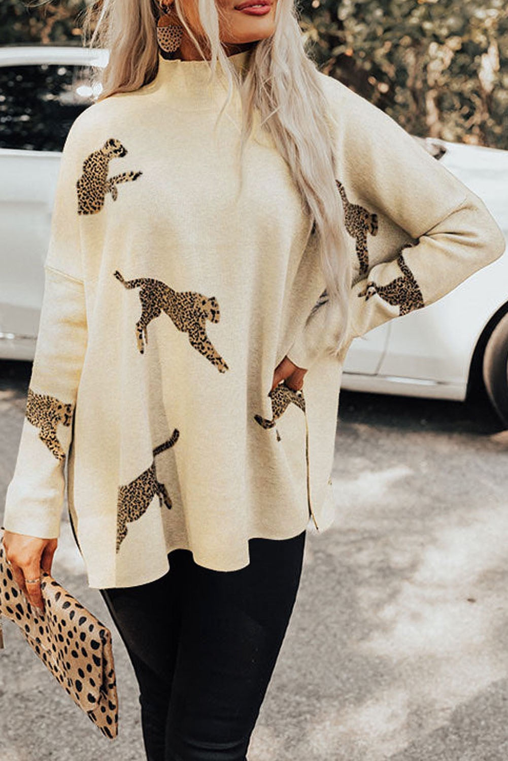 Cheetah High Neck Sweater FB