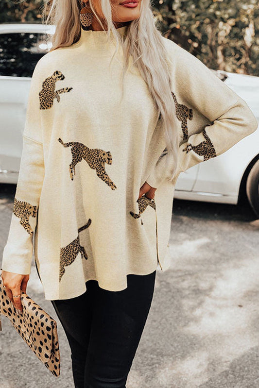 Cheetah High Neck Sweater FB
