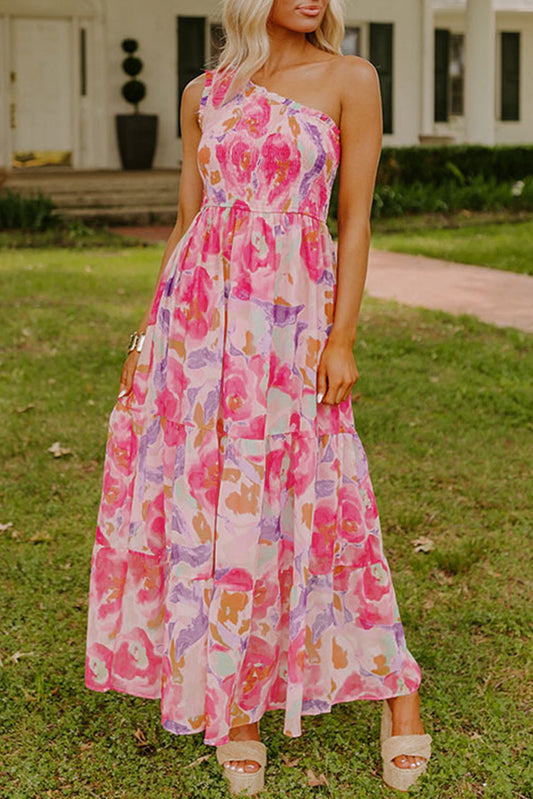 Pink Floral One Shoulder Maxi LT