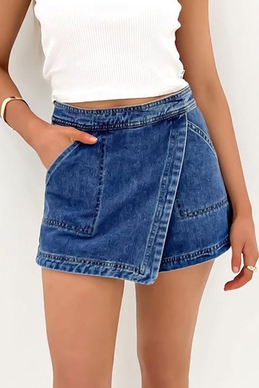 Faux Wrap Denim Skort FB