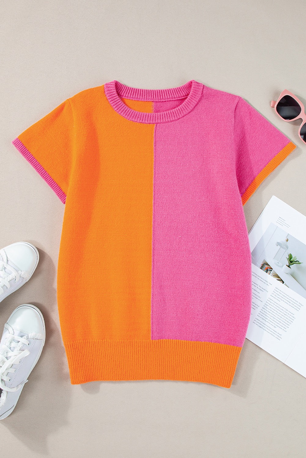 Two Toned Sweater Top LT