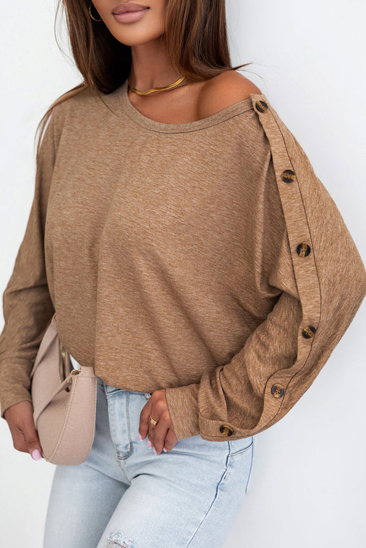 Khaki Button Dolman Top FB
