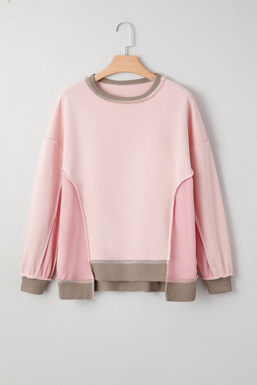 Light Pink Colorblock Oversized Sweatshirt LT